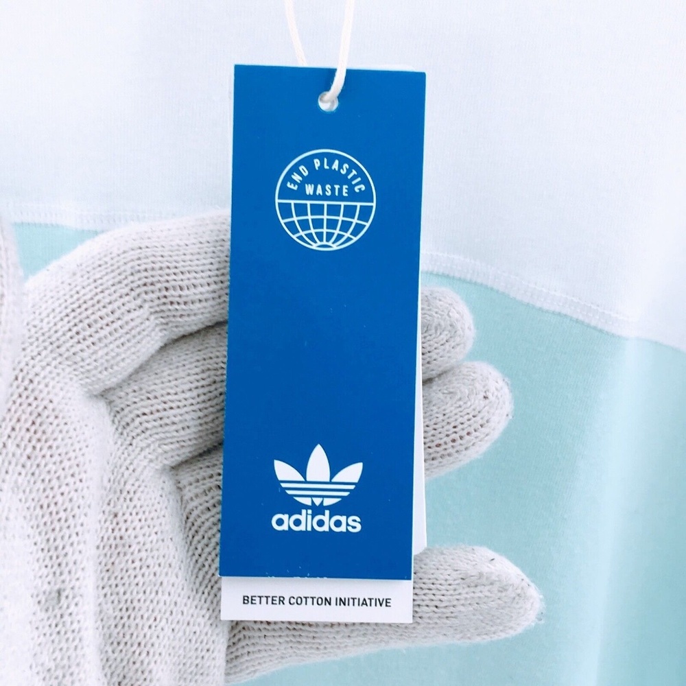 Adidas Originals Mens T Shirt White Teal Colorblock Trefoil Center Logo Sz M - Picture 13 of 14